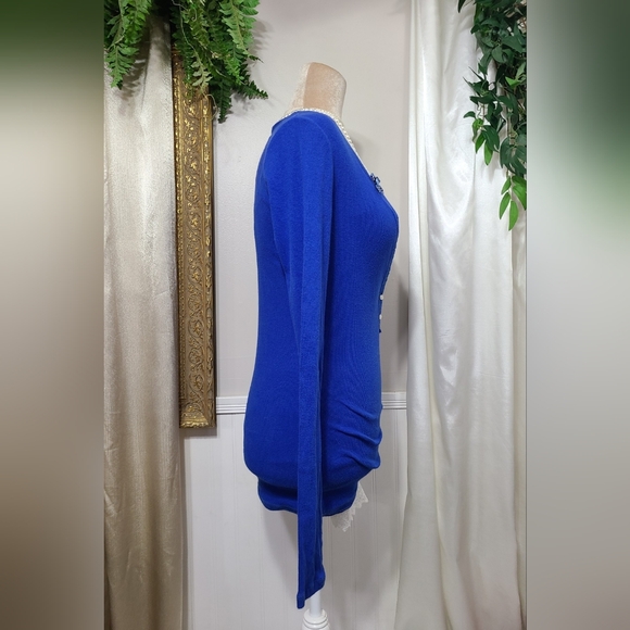 ♡ Y2K ♡ Hollister Bright Blue Henley Button Front Long Sleeve - Picture 5 of 10